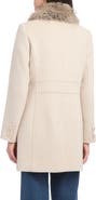 Vince Camuto Faux Fur Collar Double Breasted Military Coat
