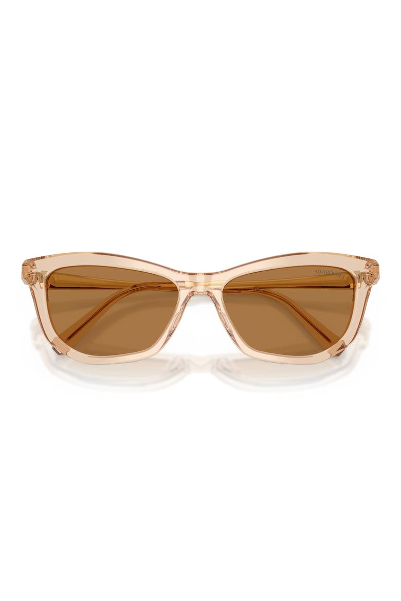 56mm Cat Eye Sunglasses, Alternate, color, TRANSPARENT BEIGE / BRONZE
