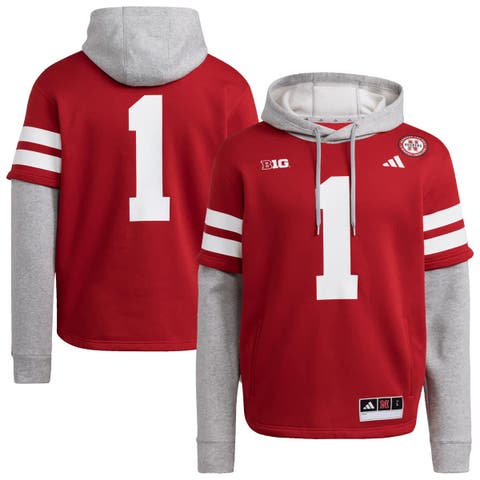 Men's adidas  Red Nebraska Huskers Jersey Pullover Hoodie