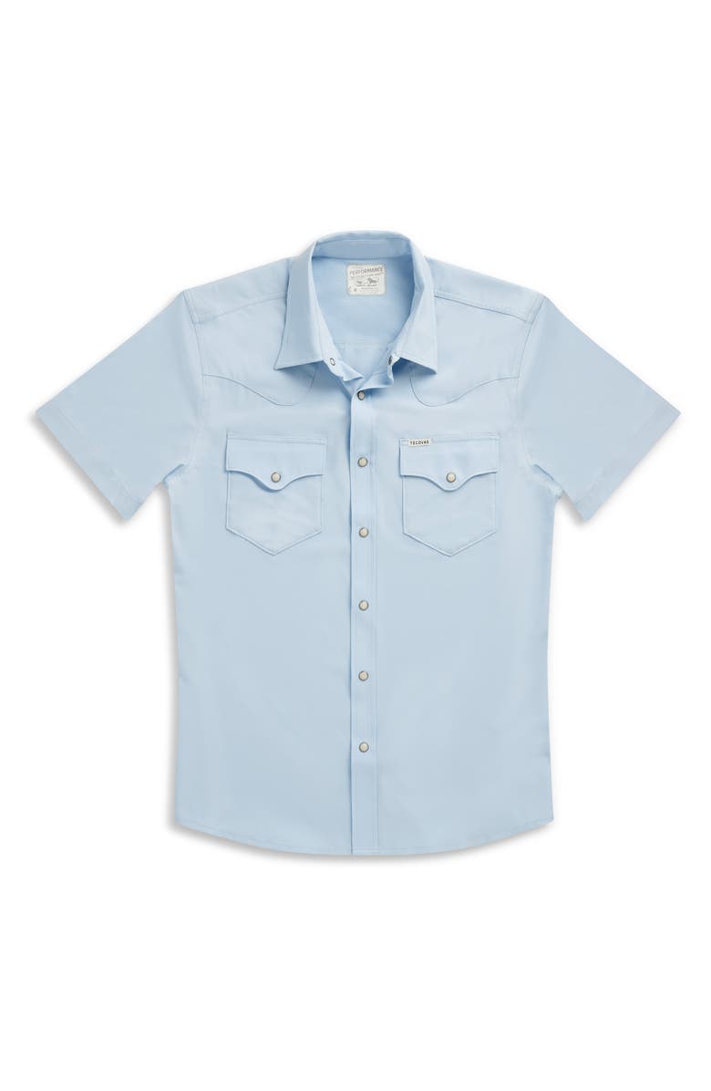 Tecovas Performance Western Short Sleeve Button-Up Shirt, Alternate, color, Sky