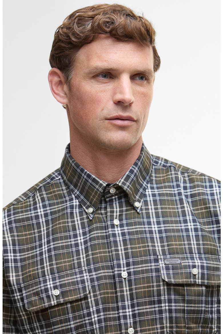 Saldon Regular Fit Plaid Performance Button-Up Shirt, Alternate, color, OLIVE
