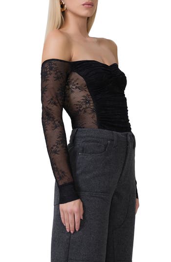 AFRM AFRM ODILLA LACE INSET OFF THE SHOULDER TOP