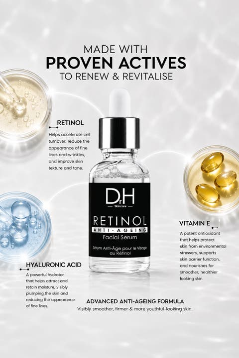 Anti-Ageing Retinol Facial Serum 30ml for Fine Lines & Wrinkles, Loss of Firmness