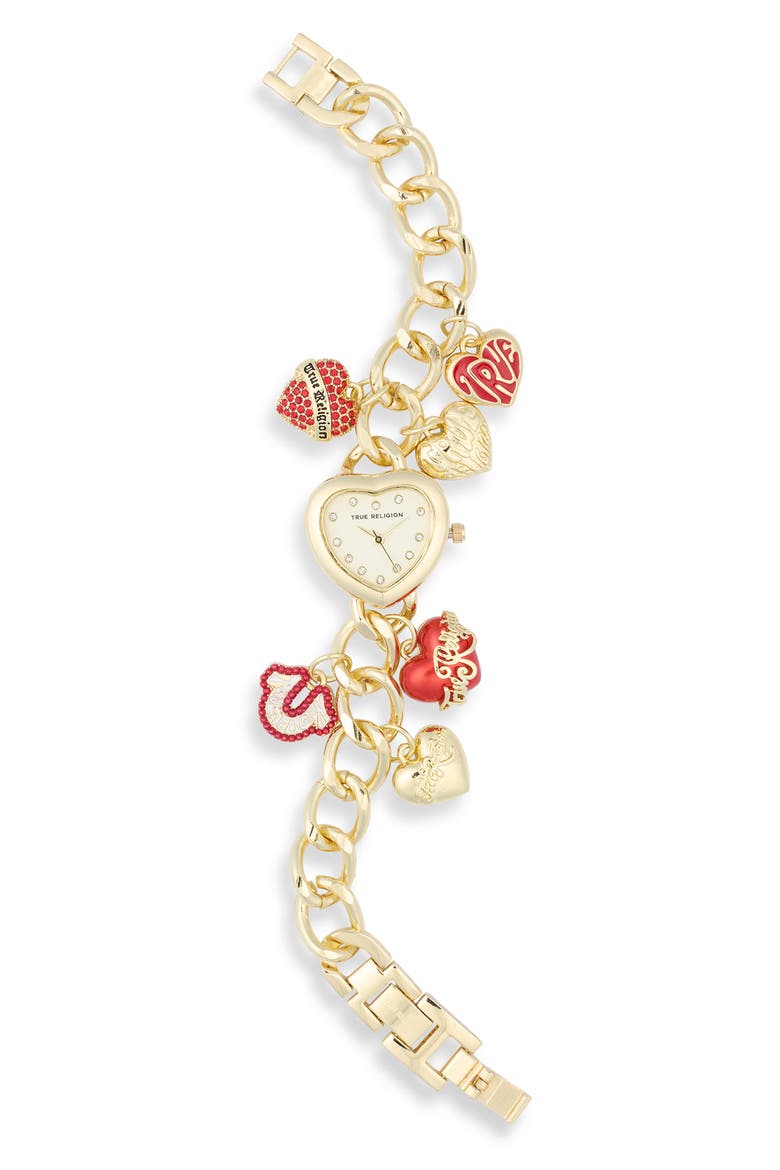 Heart Charm Bracelet Watch, 25.5mm, Main, color, GOLD