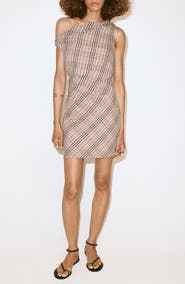 MANGO Viv Off the Shoulder Plaid Minidress