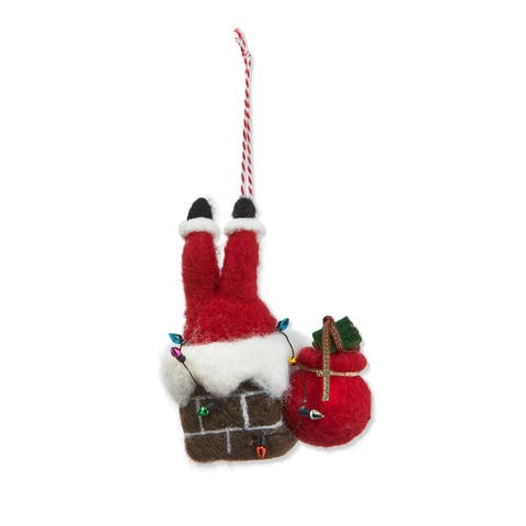 Santa in Chimney Wool Ornament - Multicolor Christmas Decor