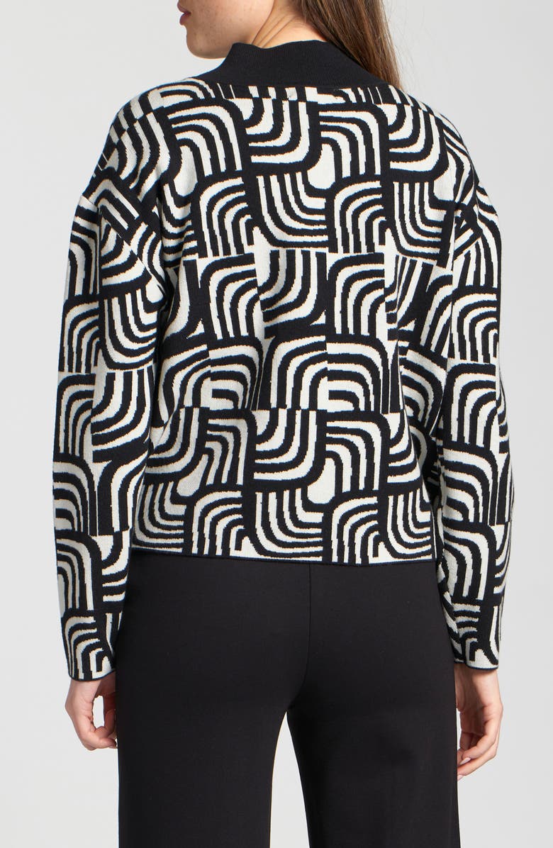 APNY Abstract Jacquard Mock Neck Sweater, Alternate, color, Black/ White