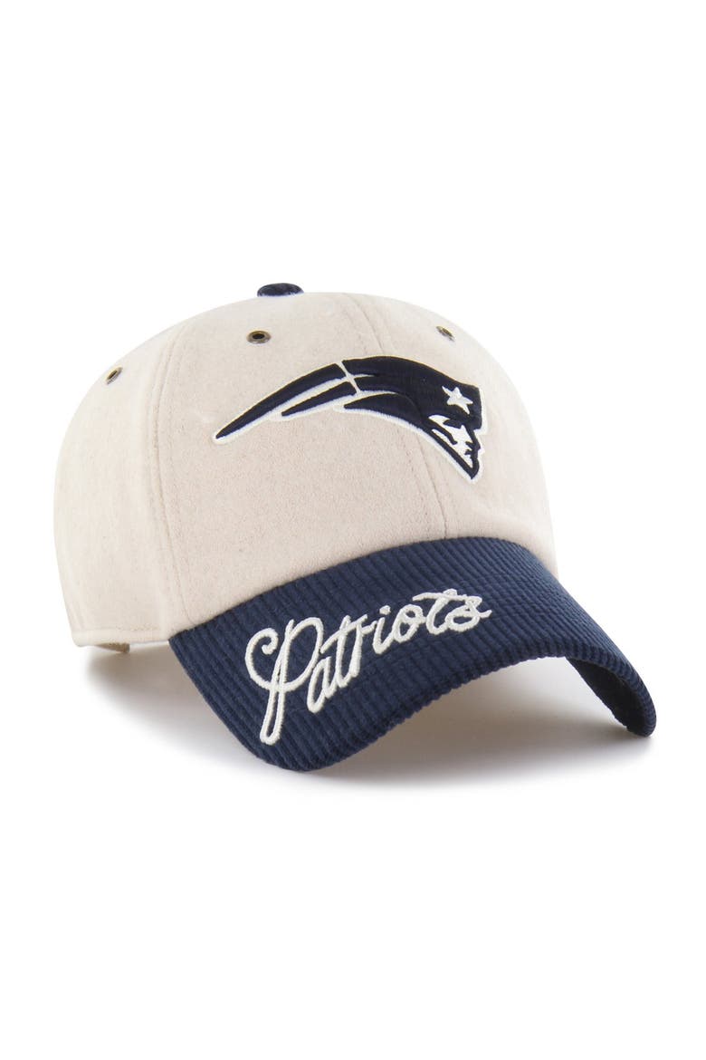 Women's '47 Natural/Navy New England Patriots Rope Script Clean Up Adjustable Hat, Main, color, Natural