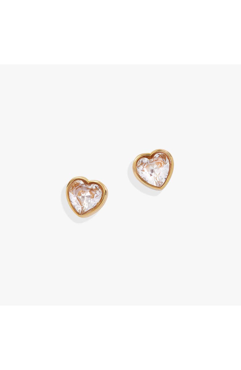 Alex and Ani Crystal Heart Mini Stud Earrings, Alternate, color, Gold