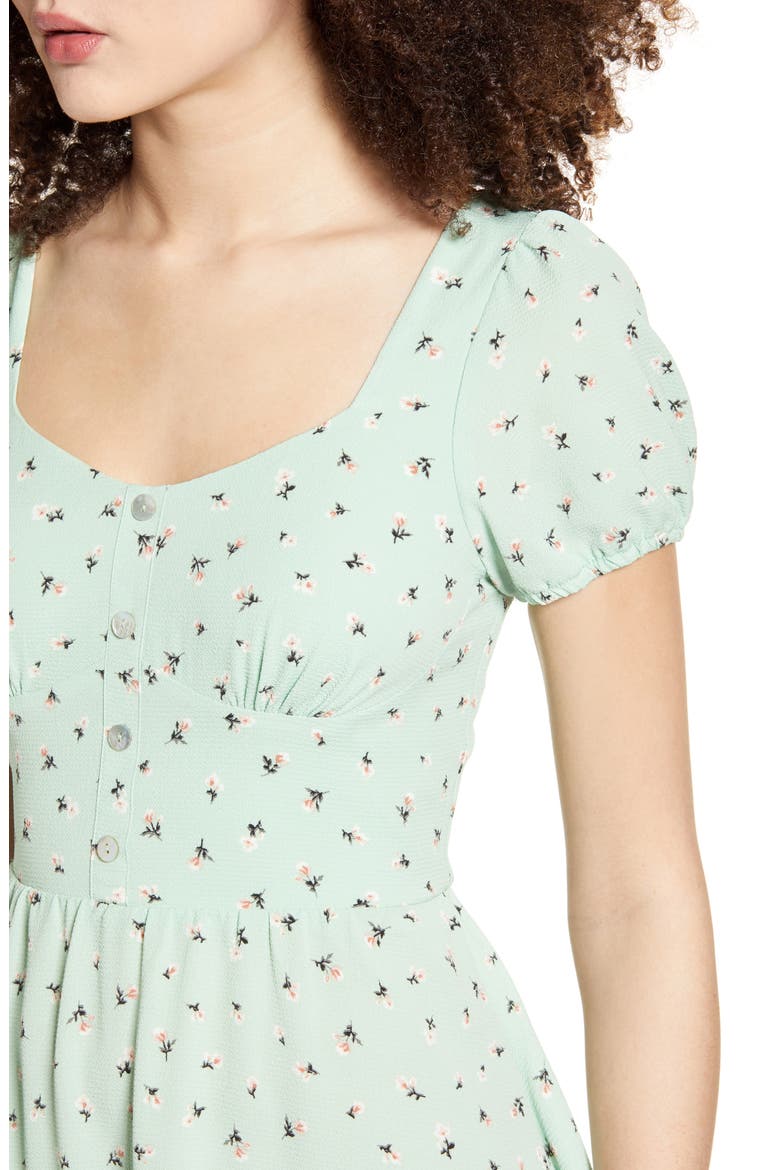 Sweetheart Floral Minidress, Alternate, color, GREEN PALE JADE MICRO DITSY