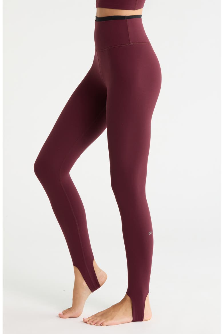 River High Waist Airweight Stirrup Leggings, Alternate, color, DARK CHERRY/ BLACK