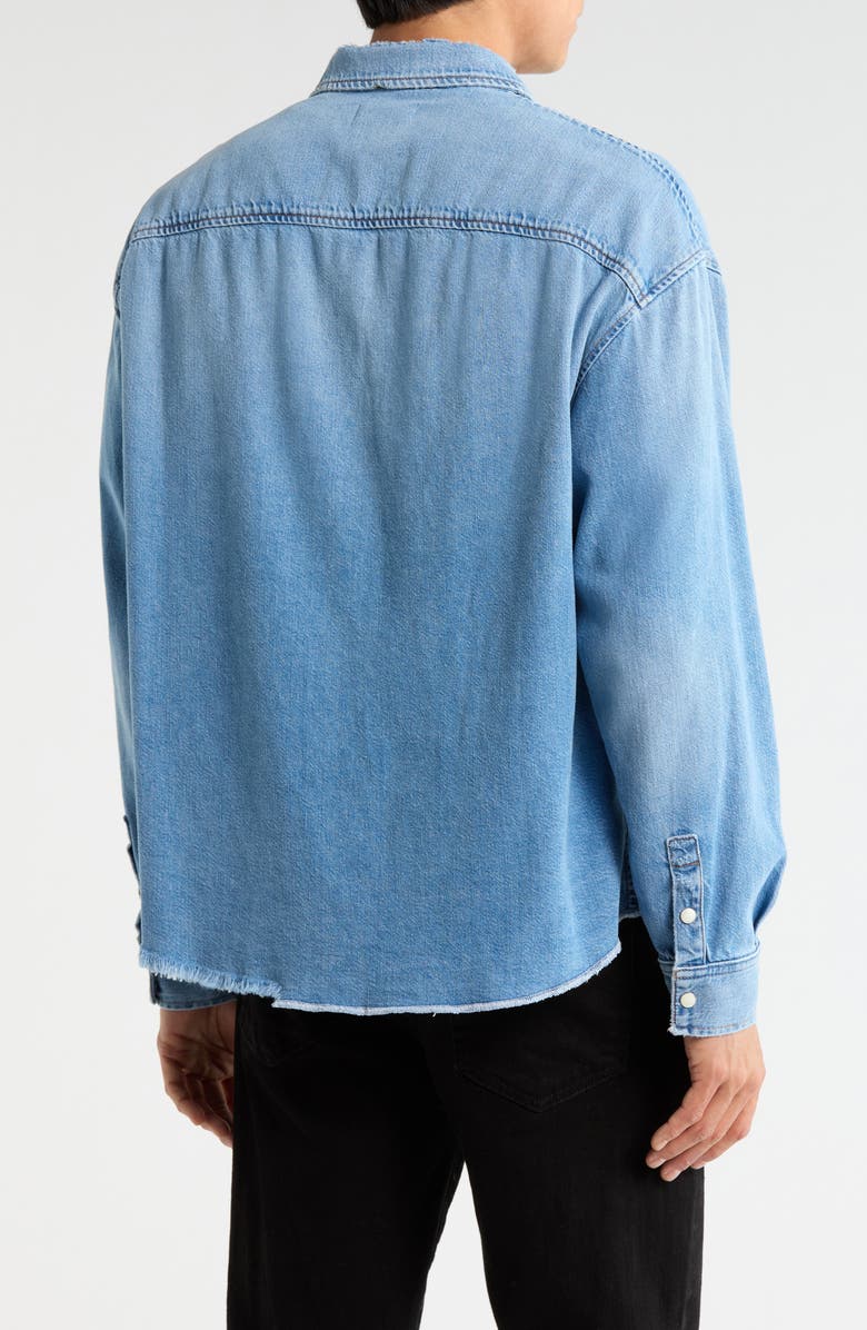 FRAME Relaxed Fit Distressed Denim Snap-Up Shirt, Alternate, color, Voltage