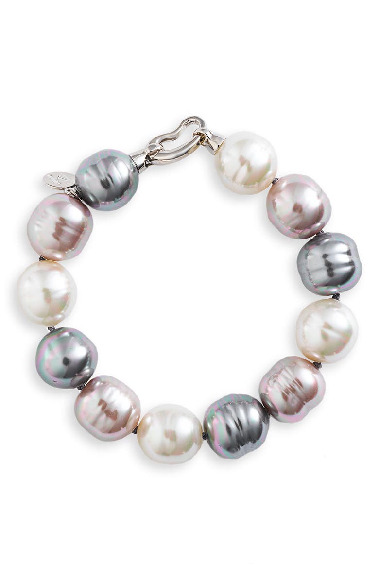 Majorica 14mm Baroque Pearl Single Row Bracelet, Main, color,