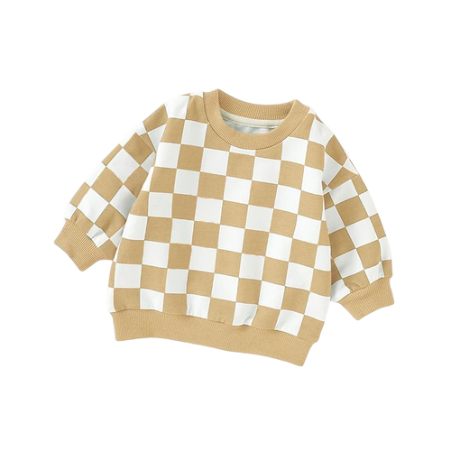 Charlie Lou Baby ® Organic Checkered Cotton Sweatshirt In Yellow