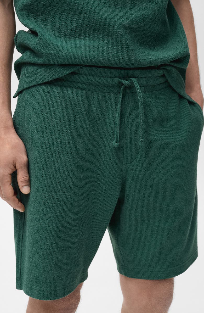 MANGO Textured Cotton Bermuda Shorts, Alternate, color, Green