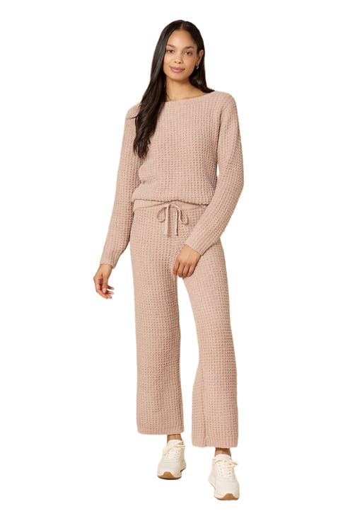 Waffle Marshmallow Boat Neck Lounge Set
