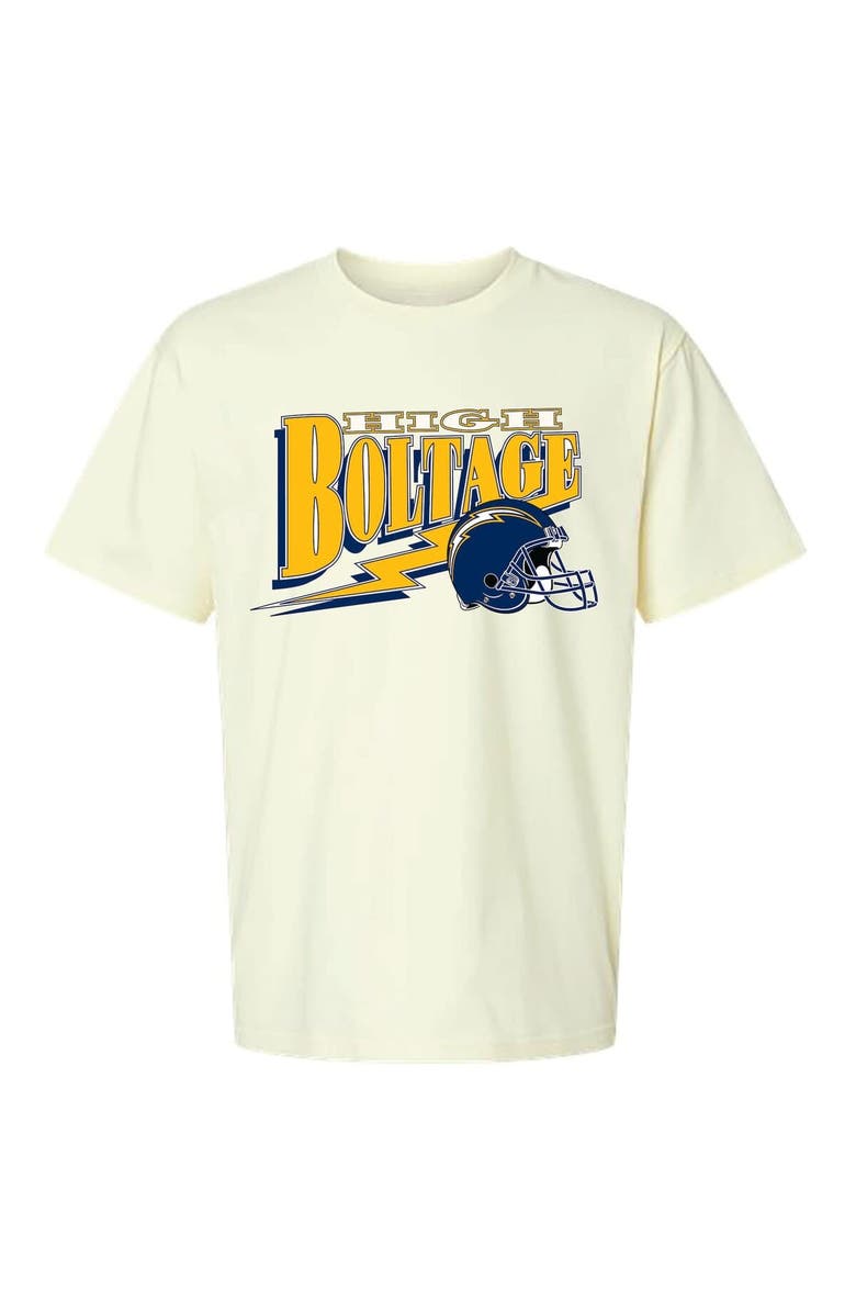 THE WILD COLLECTIVE Unisex The Wild Collective Cream Los Angeles Chargers Super Chargers Scoop Neck T-Shirt, Alternate, color, Cream