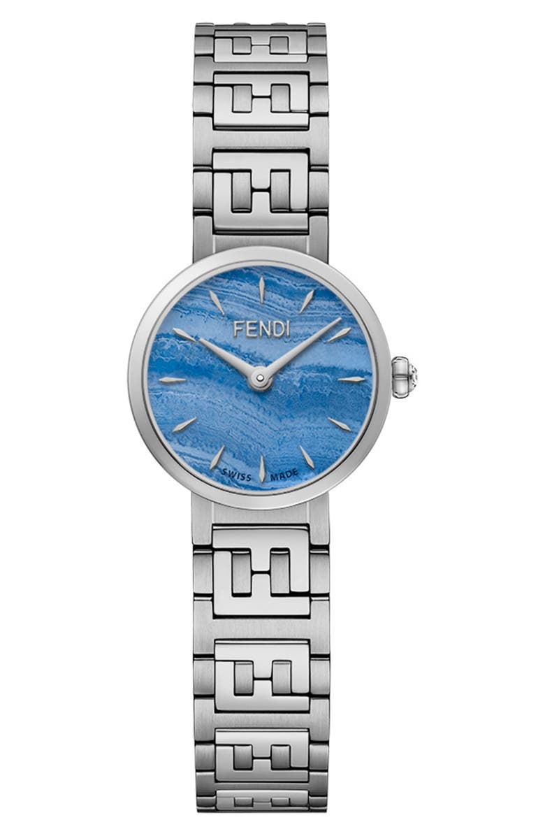 Fendi Forever Fendi Diamond Bracelet Watch, 19mm, Main, color, Silver/ Blue Chalcedony