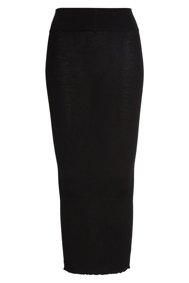 Rib Virgin Wool Blend Skirt, Alternate, color, BLACK