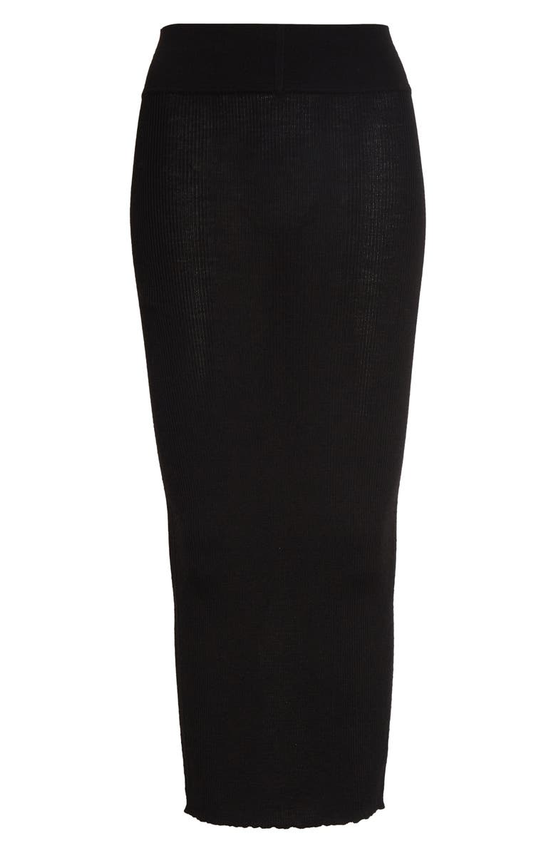 Rick Owens Rib Virgin Wool Blend Skirt, Main, color, Black