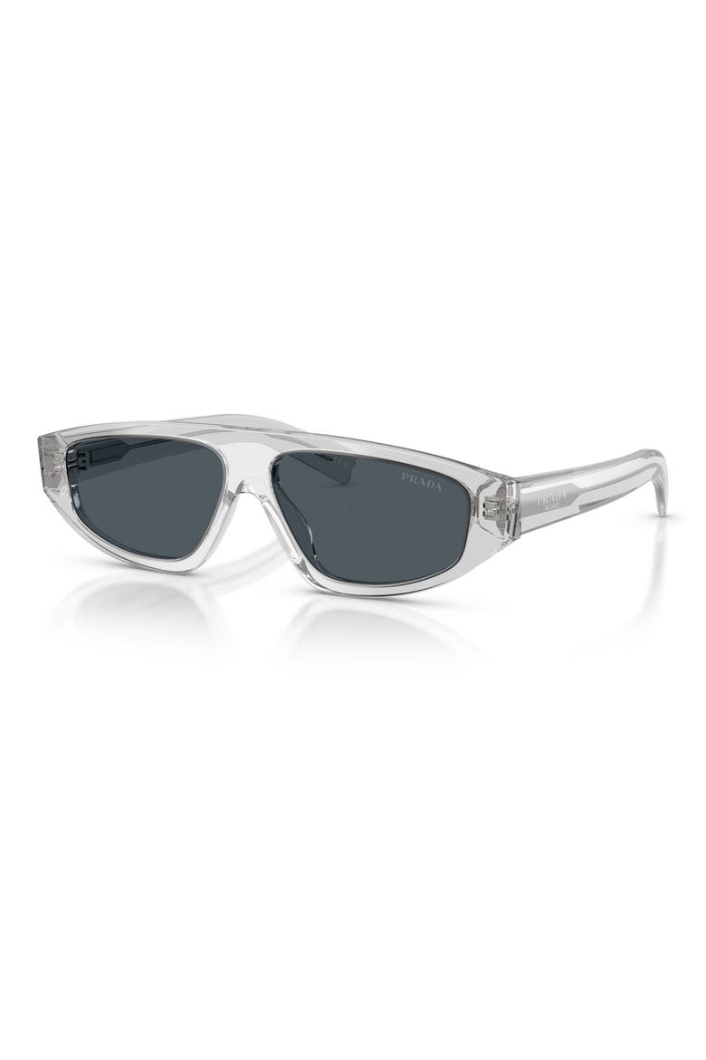 57mm Irregular Sunglasses, Alternate, color, CRYSTAL GREY / DARK GREY