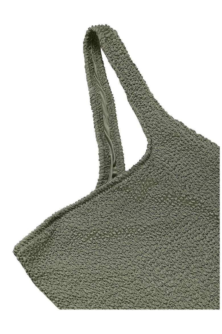 Textured One-Shoulder One-Piece Swimsuit, Alternate, color, OLIVE GREEN