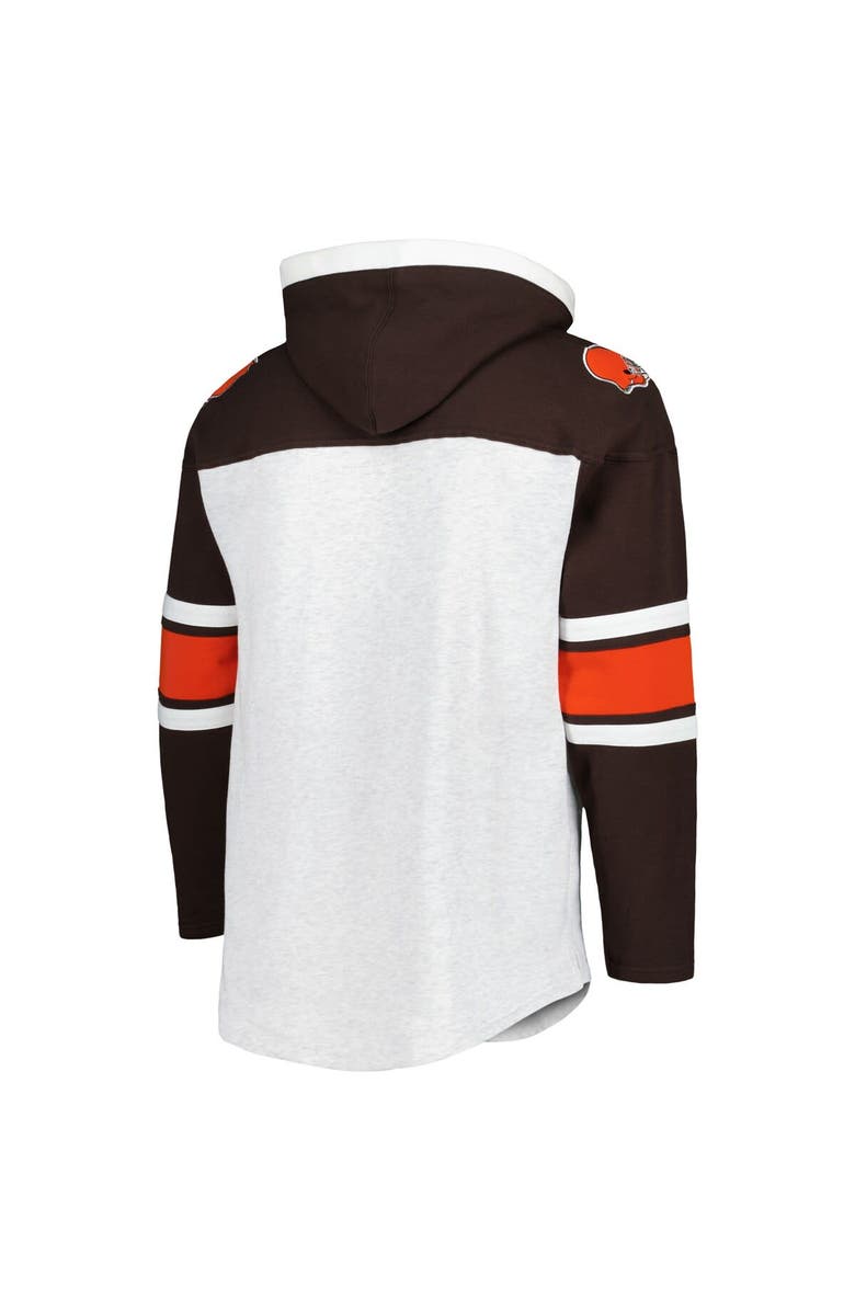 '47 Men's '47 Cleveland Browns Heather Gray Gridiron Lace-Up Pullover Hoodie, Alternate, color, Heather Gray