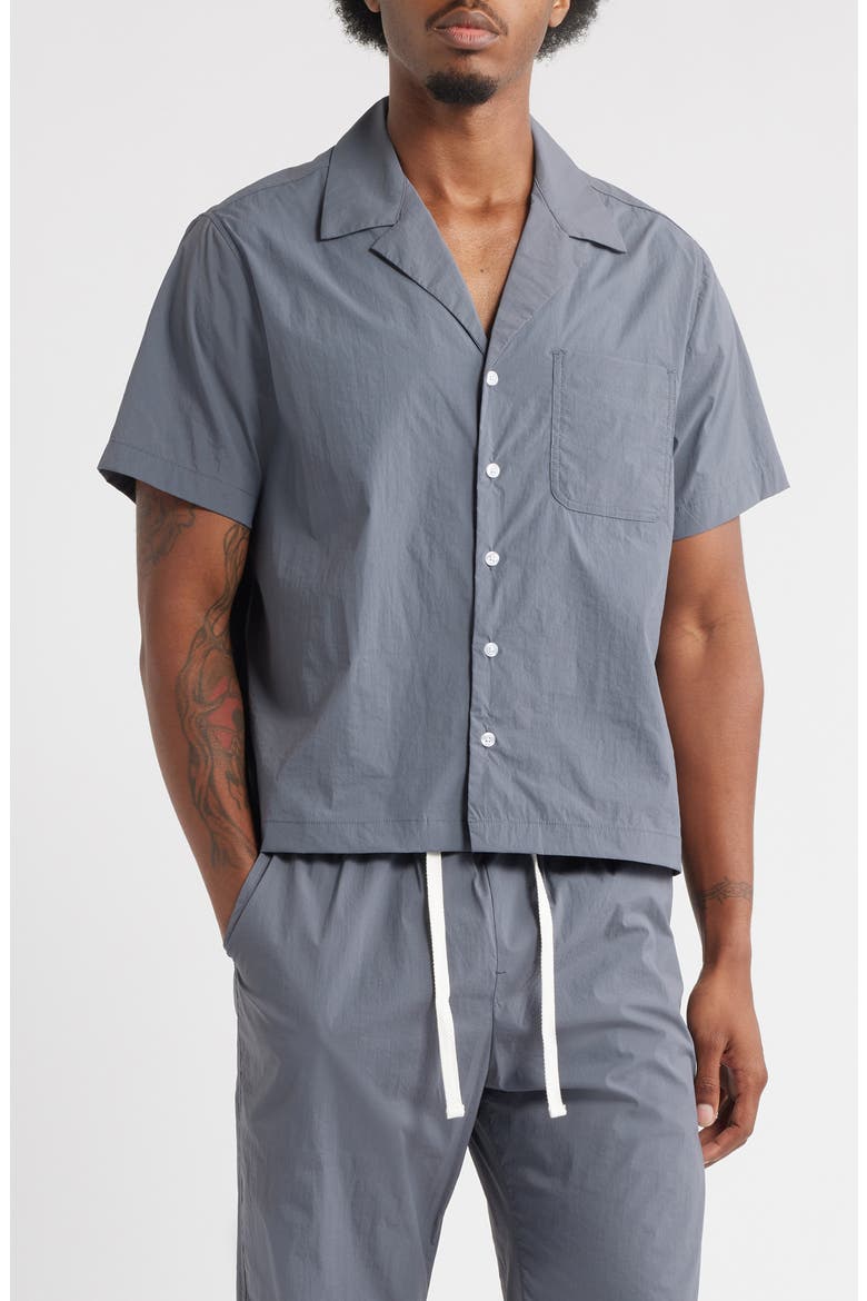 Kore Stretch Nylon Camp Shirt, Main, color, NAVY