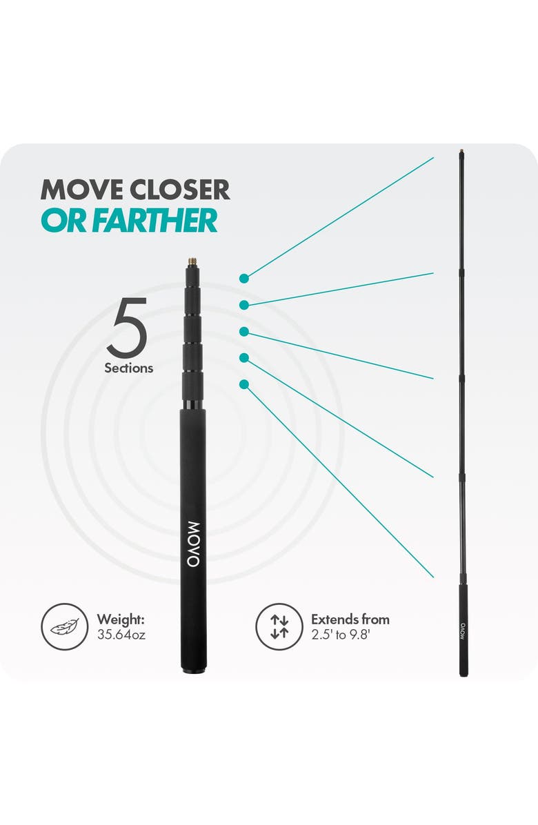 MOVO CMP-17 Professional 9.8' Aluminum Boom Pole for Shotgun Microphones, Alternate, color, Black