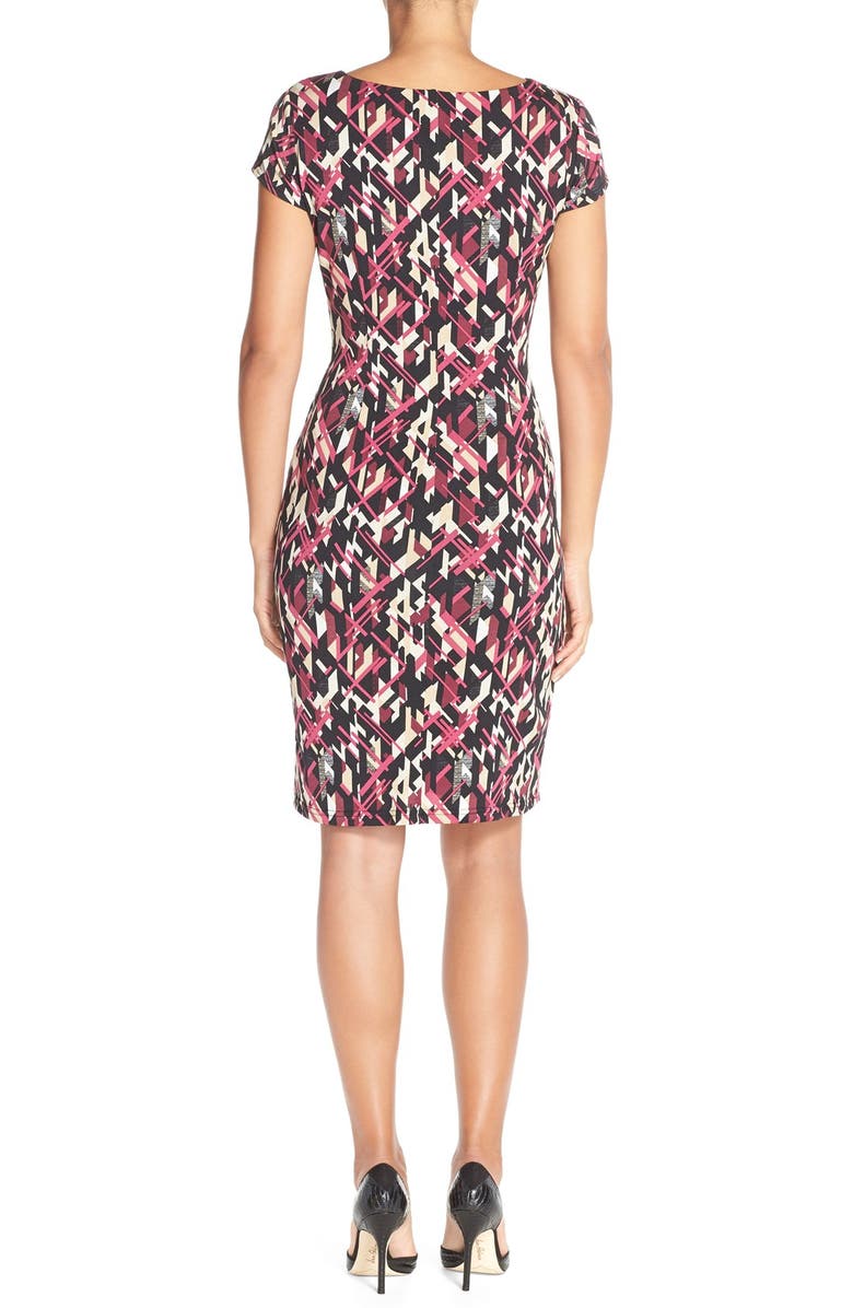 Ellen Tracy Print Jersey Faux Wrap Sheath Dress, Alternate, color, 