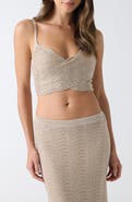GUESS Pointelle Sequin Crop Shell Top
