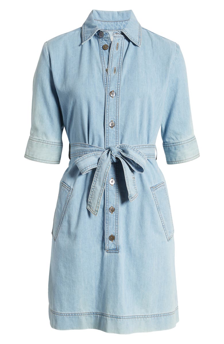 FRAME Tie Belt Denim Shirtdress, Alternate, color, Calabria