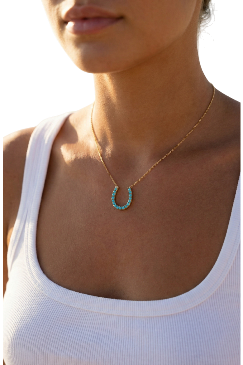 Lucky Turquoise Horseshoe Necklace, Alternate, color, Turquoise/Aqua