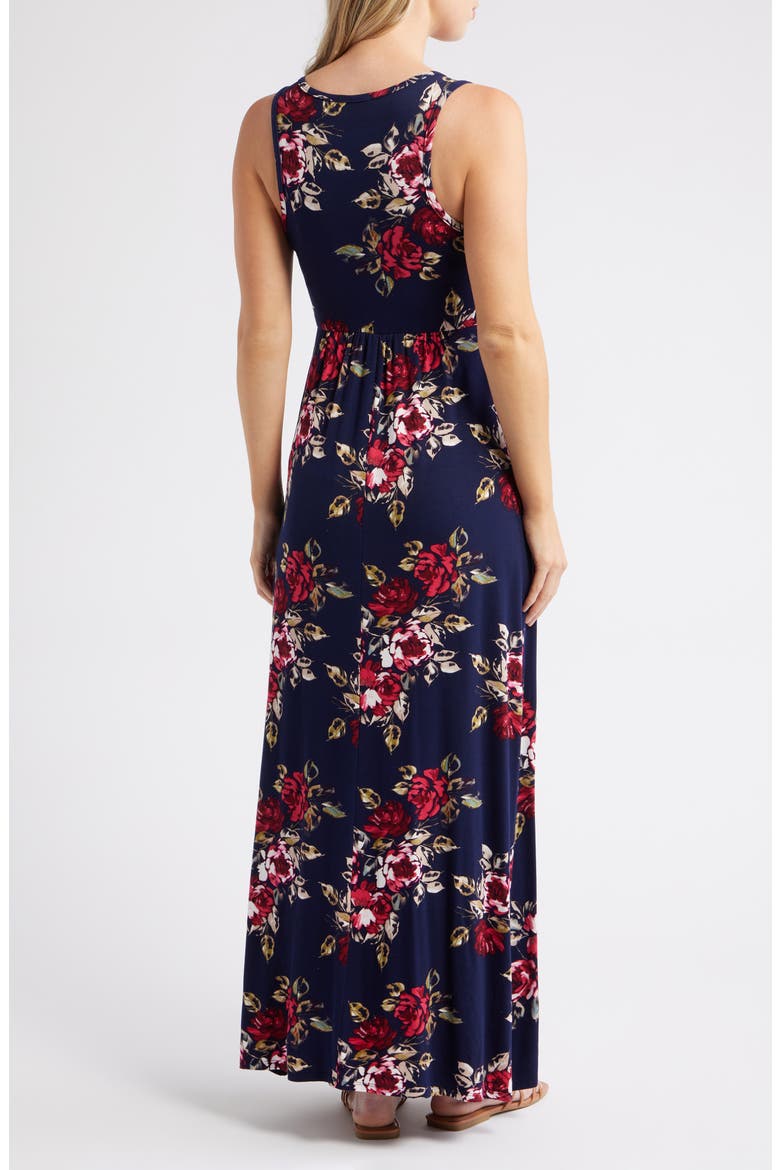 Empire Waist Jersey Maxi Dress, Alternate, color, NAVY