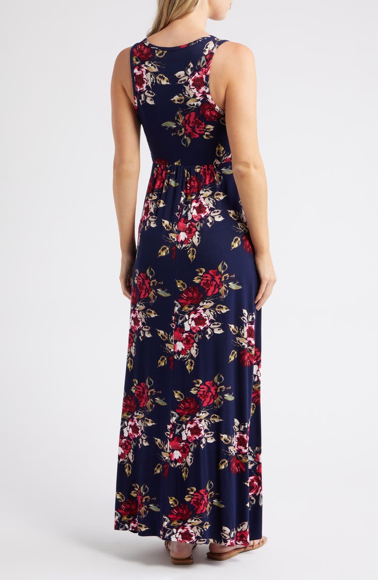 Loveappella Empire Waist Jersey Maxi Dress, Alternate, color, Navy