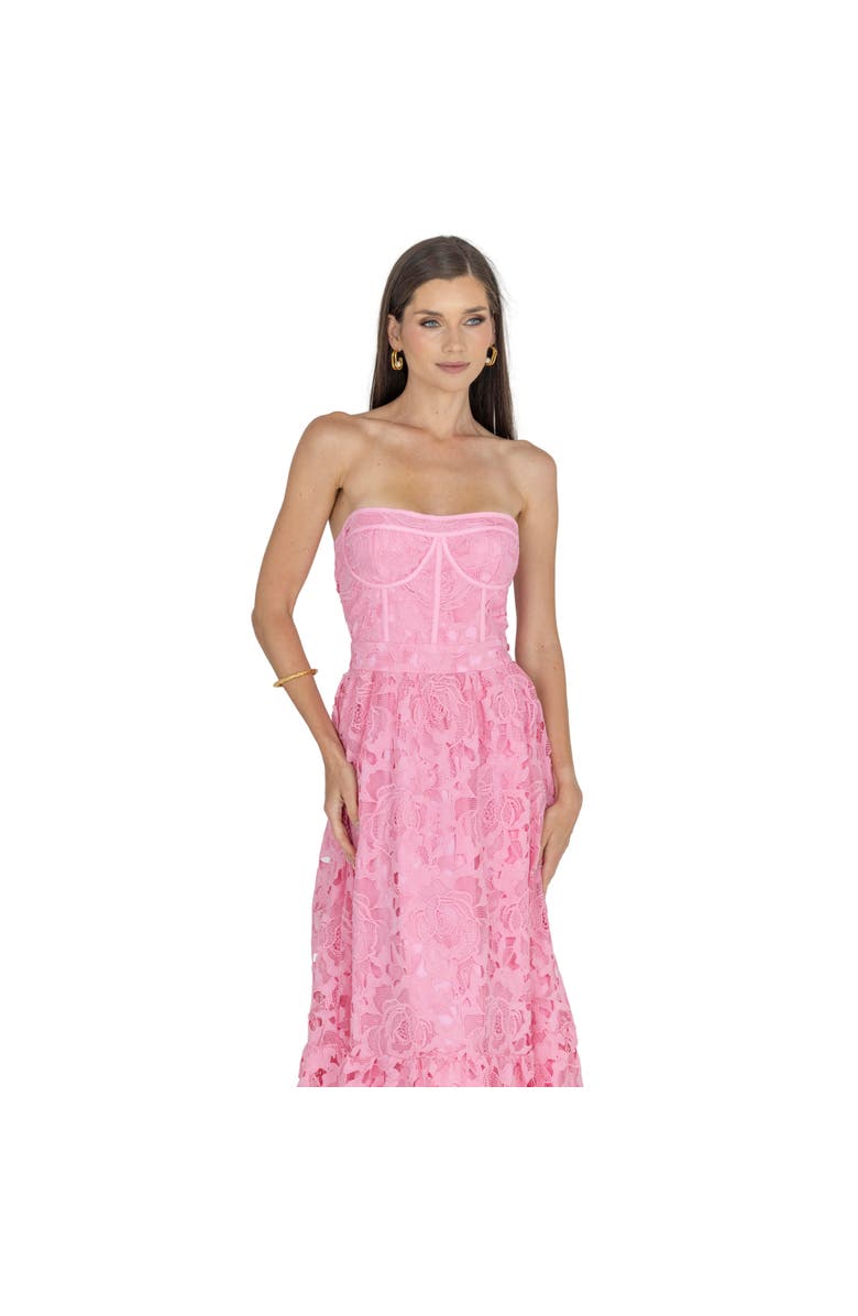 AKALIA Amelia Lace Bustier Midi Dress Guipure Lace, Alternate, color, Baby Pink