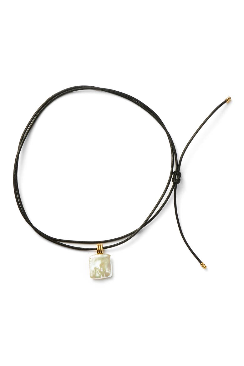 Square Freshwater Pearl Pendant Necklace, Alternate, color, GOLD