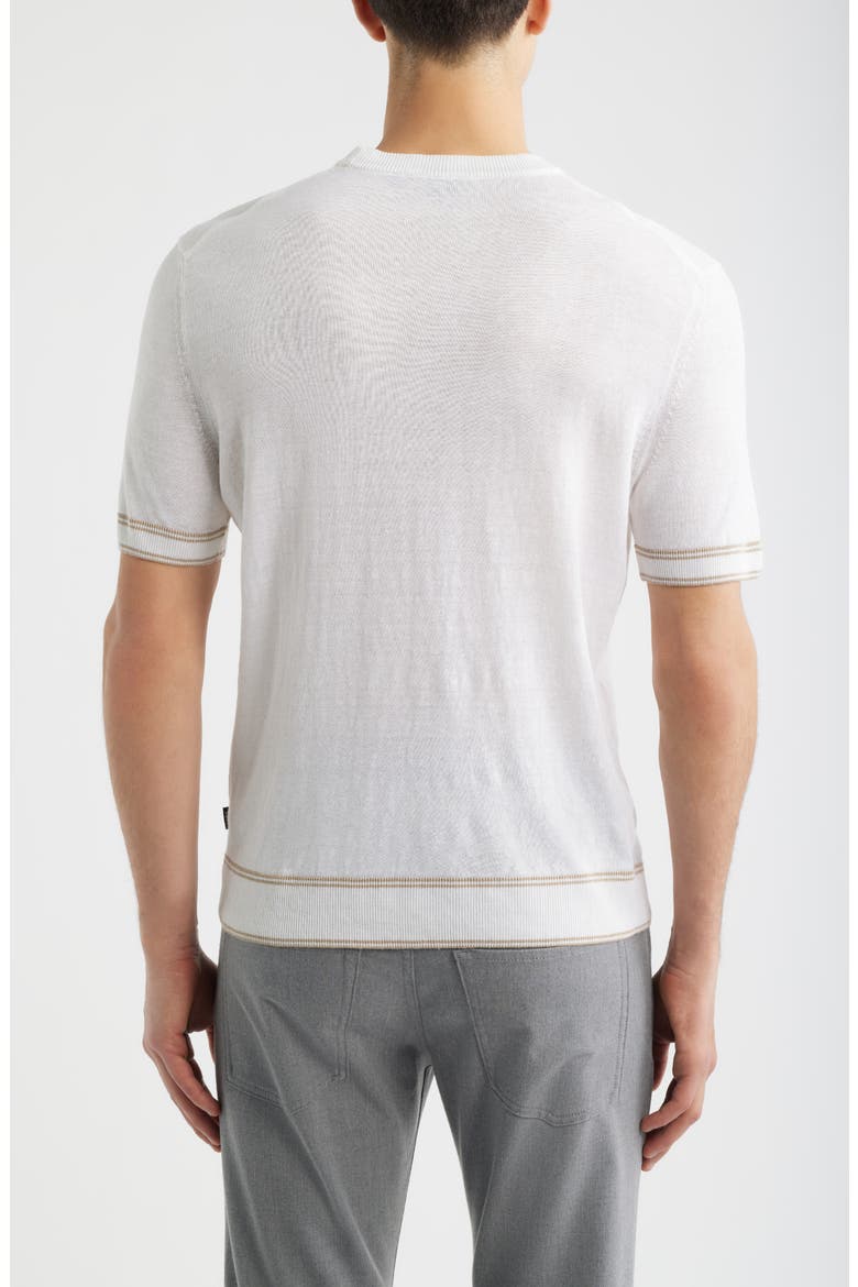 Norbertino Cotton Short Sleeve Tipped Sweater, Alternate, color, WHITE