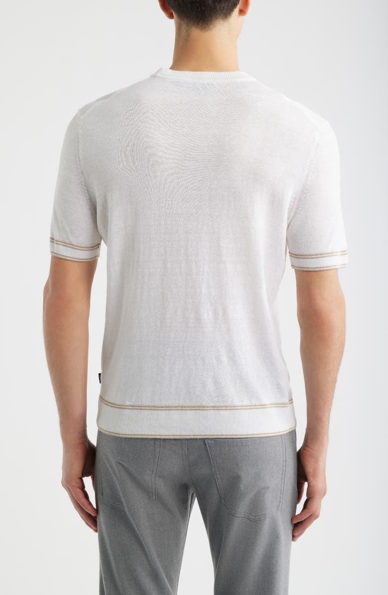 BOSS Norbertino Cotton Short Sleeve Tipped Sweater, Alternate, color, White