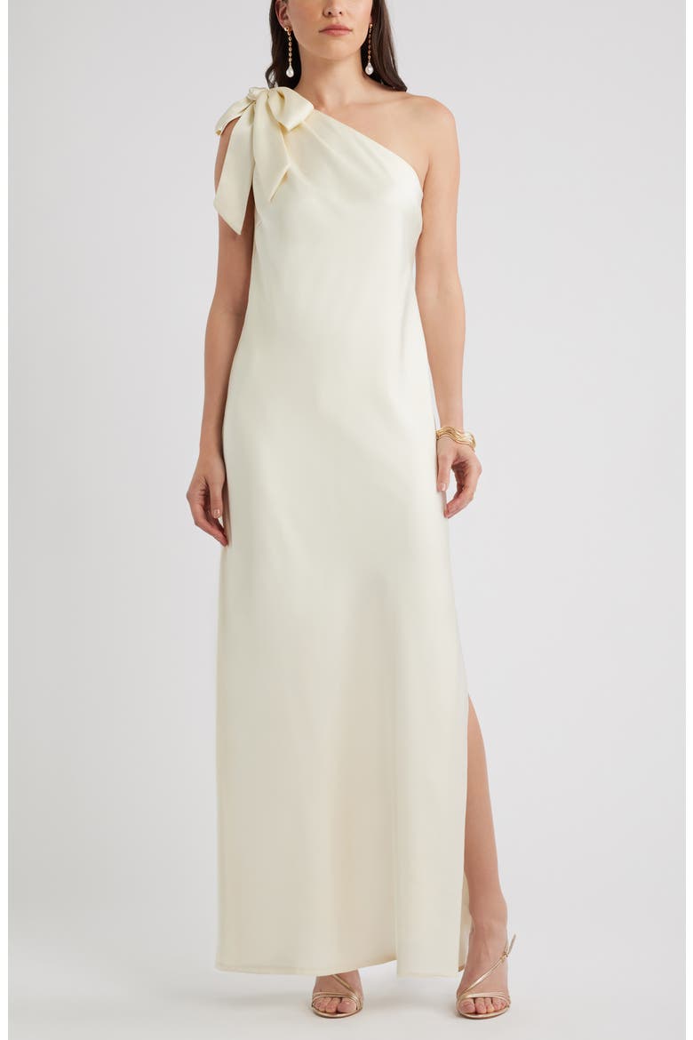 Bow One-Shoulder Maxi Dress, Main, color, IVORY