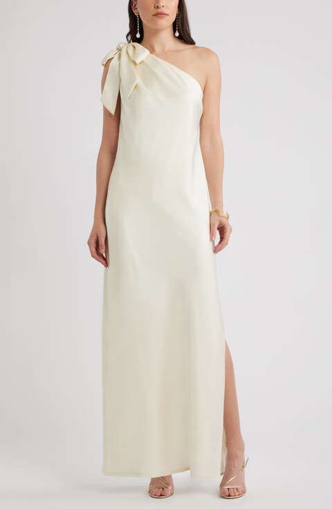 Bow One-Shoulder Maxi Dress