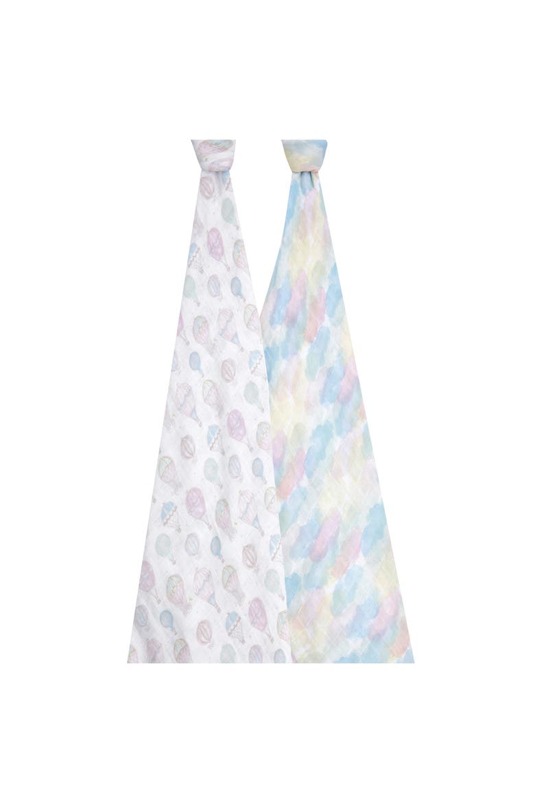 Assorted 2-Pack Organic Cotton Muslin Swaddling Cloths, Alternate, color, ABOVE THE CLOUDS PINK