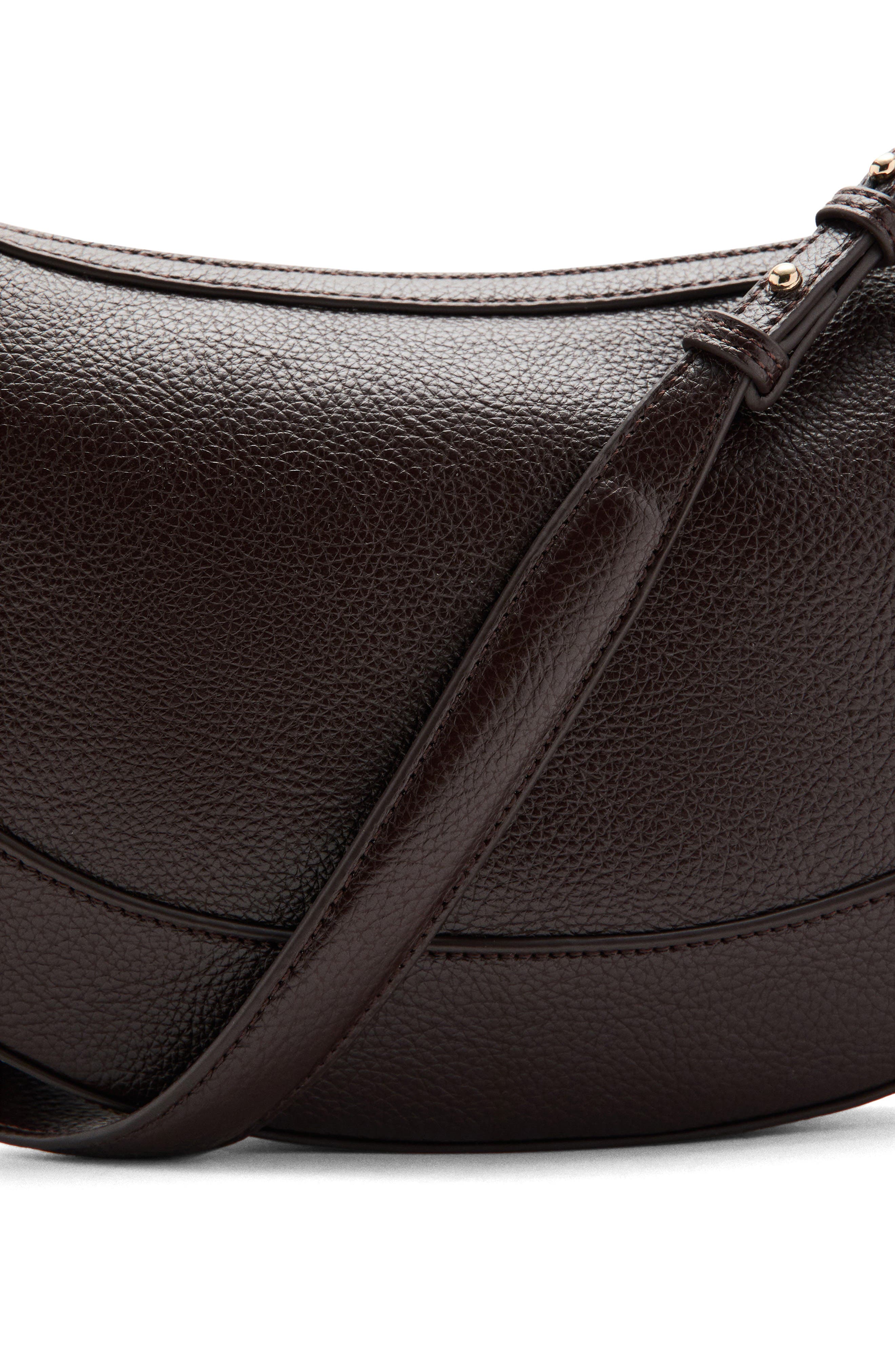 MANGO Oval Faux Leather Shoulder Bag, Alternate, color, Chocolate