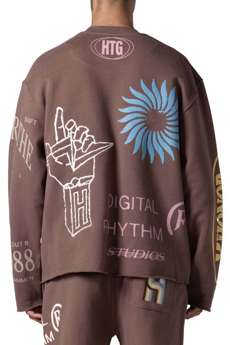 Studio Oversize Graphic Sweatshirt, Alternate, color, BROWN