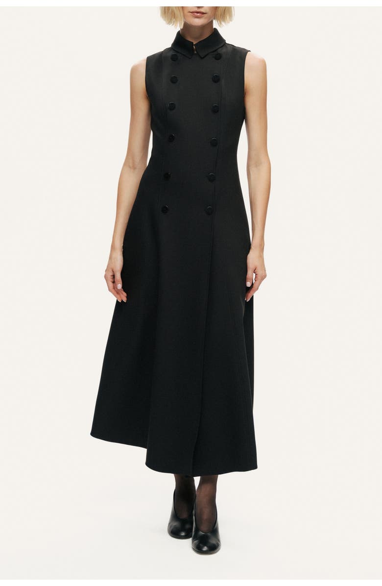 Nocturne Sleeveless Double-Breasted Midi Dress, Main, color, Black