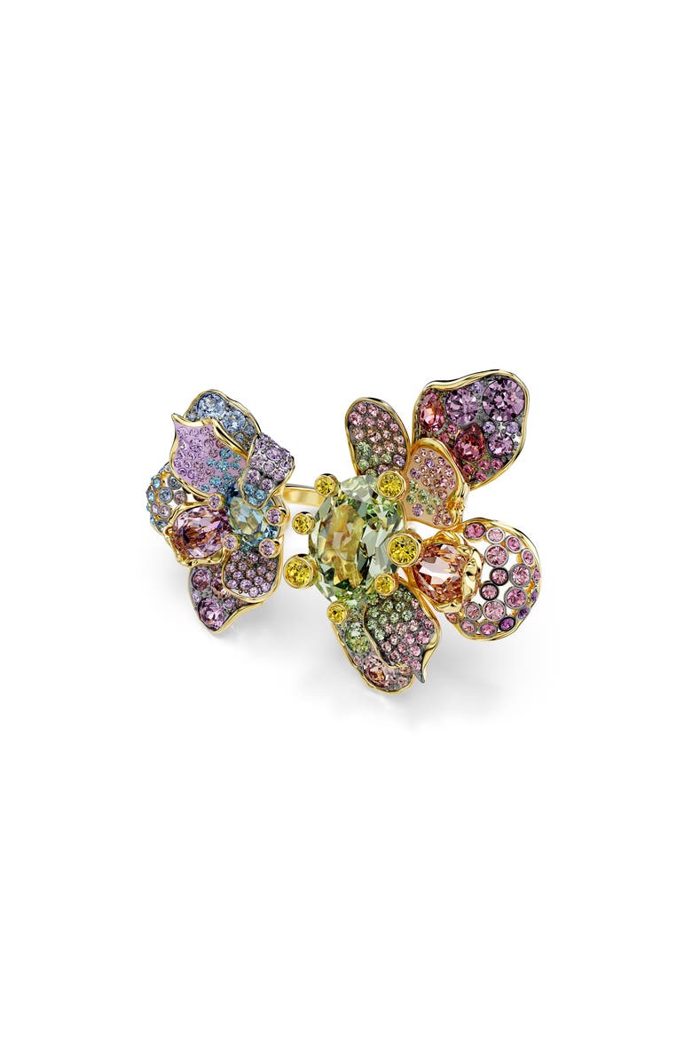 Swarovski Idyllia Crystal Flower Open Ring, Main, color, Multicolored