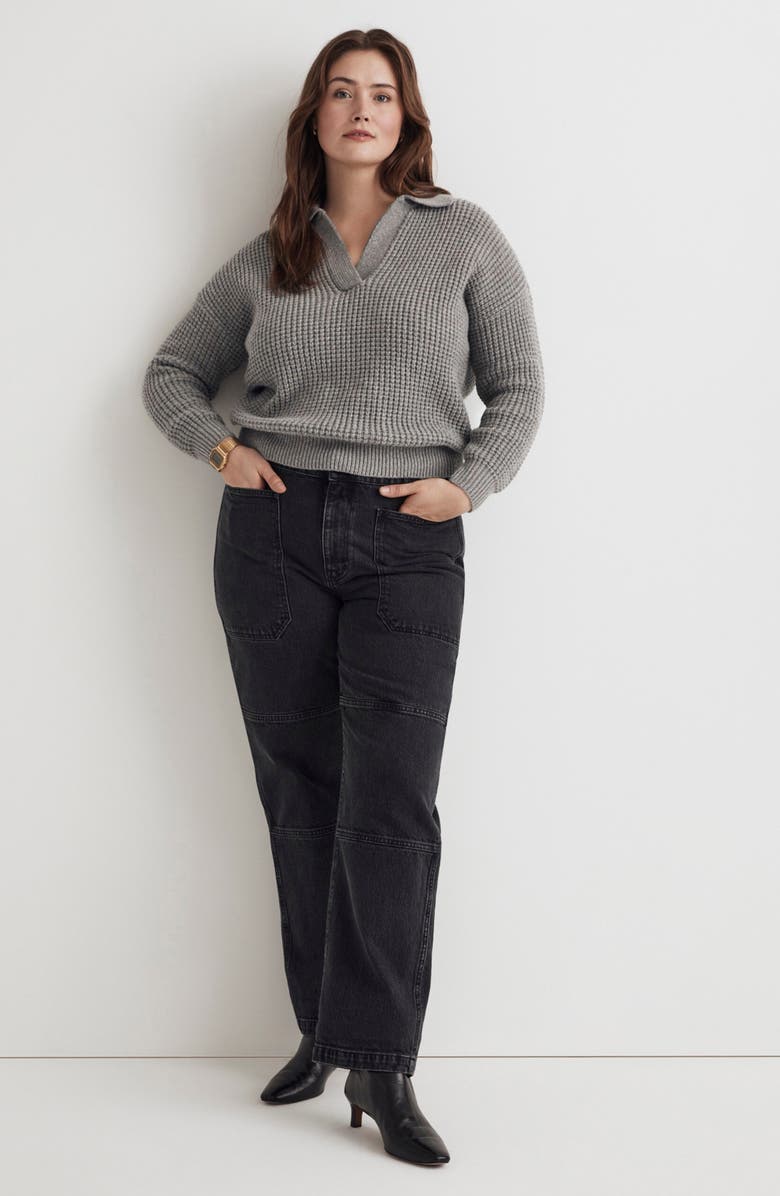 Madewell Waffle Knit Henley Sweater, Alternate, color,