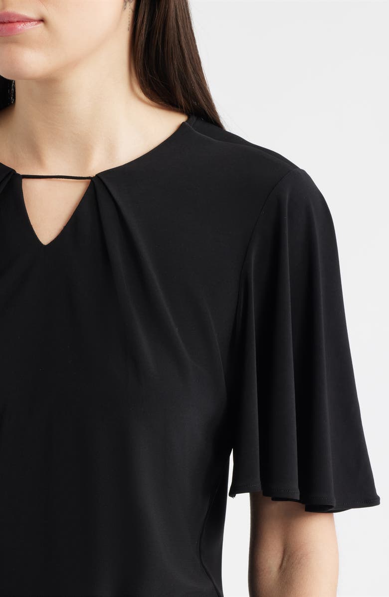 Anne Klein Pleat Neck Bell Sleeve Top, Alternate, color, Anne Black
