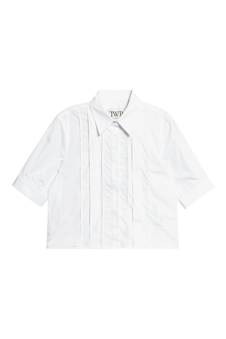 Pintuck Hidden Placket Crop Top, Main, color, WHITE