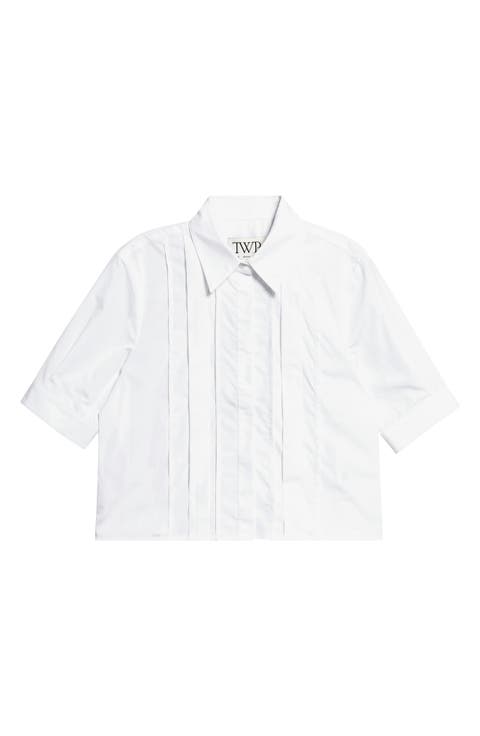 Pintuck Hidden Placket Crop Top
